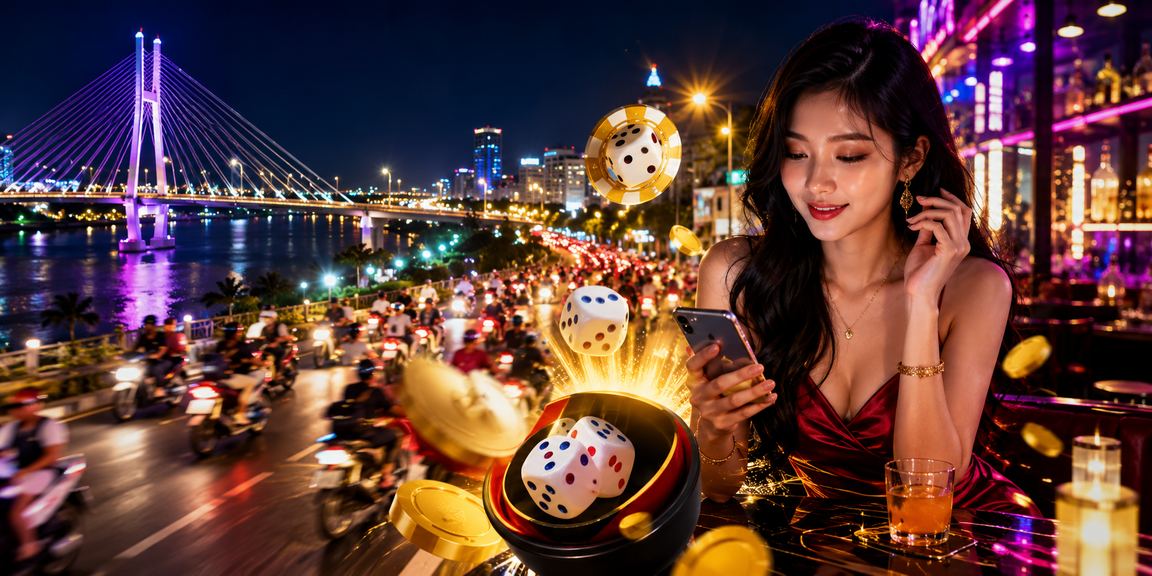 Bàn Tài Xỉu neon sôi động tại Cần Thơ với người chơi tham gia casino trực tuyến